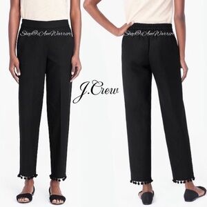 J.Crew black linen pom pom trim pull-on pants *shop@iamwarrior